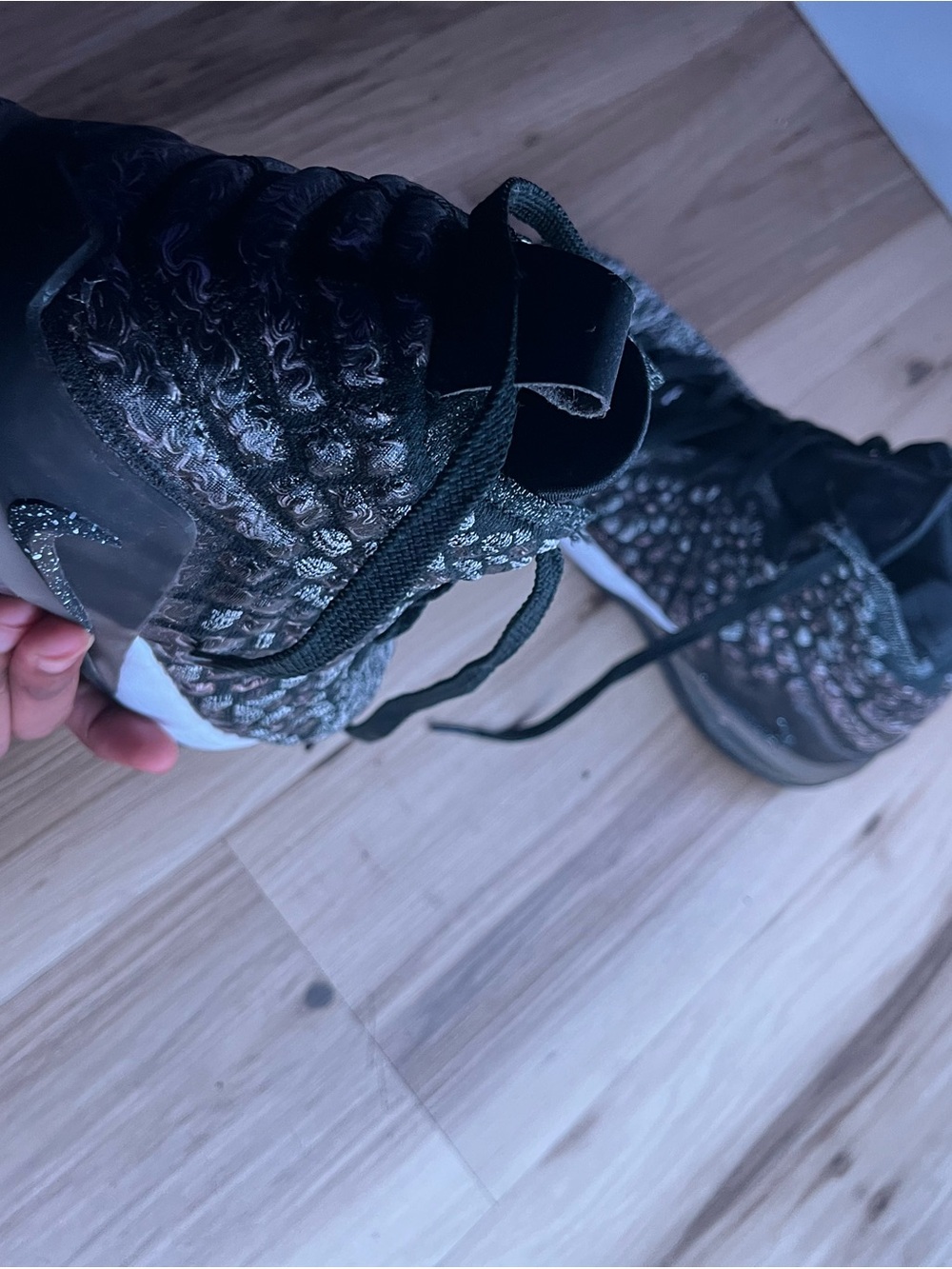 Kids Black Knit High-Top Sneakers with Textured Upper